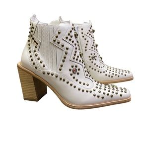 Jeffrey Campbell White Studded Ankle Boots